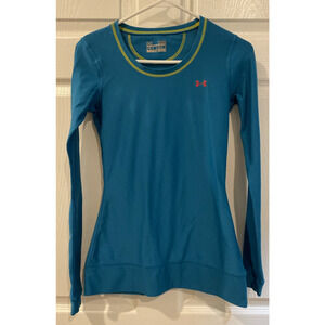 Under Armour Womens Shirt Size M Teal Fitted Long Sleeve Allseason gear J6